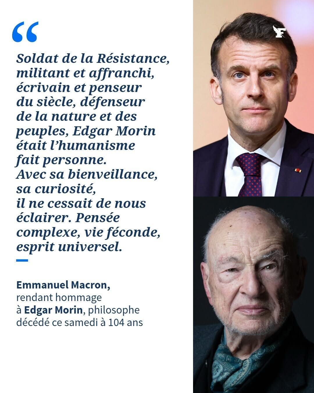 Hommage d'Emmanuel Macron à Edgar Morin